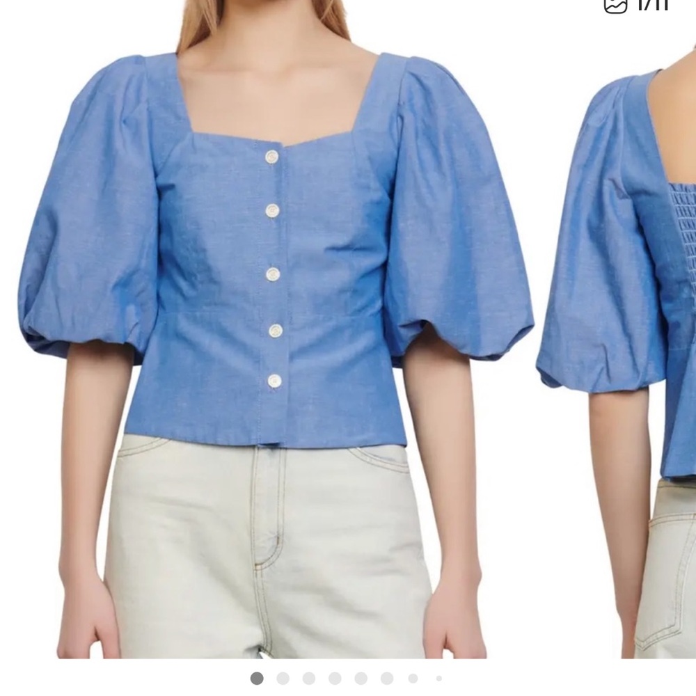 Sandro Paris Mayan cropped shirred shirt